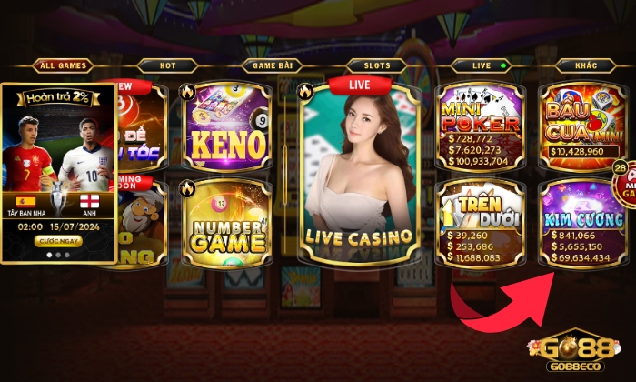 Kim Cương Go88 Dễ dàng tìm thấy mini game Kim Cương tại Go88