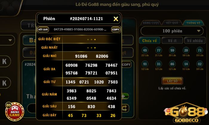 lô đề siêu tốc Go88 Giao diện trò chơi lô đề siêu tốc Go88
