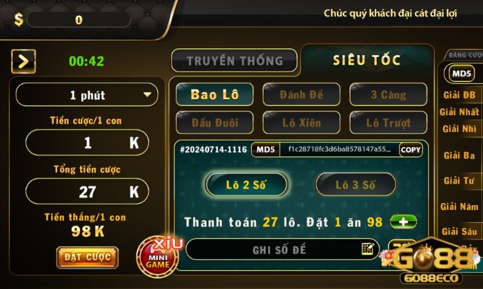 lô đề siêu tốc Go88 Lô đề siêu tốc Go88 - tỉ lệ ăn thưởng cực cao