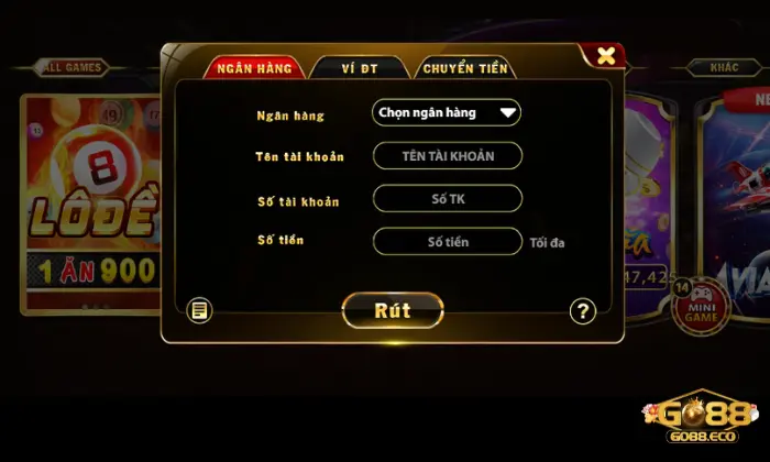rút tiền Go88 Chọn “Rút” để hoàn tất